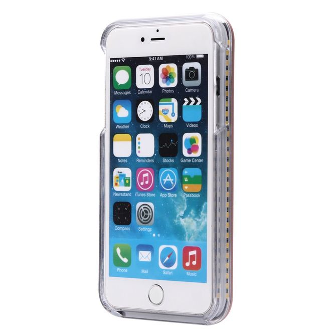 Hülle für iPhone 6 Plus/6S Plus - Case aus Plastik - mit Selfie LED Licht - rosegold
