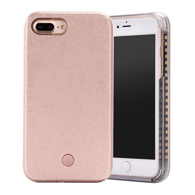 Hülle für iPhone 8 Plus / 7 Plus - Case aus Plastik - mit Selfie LED Licht - rosegold