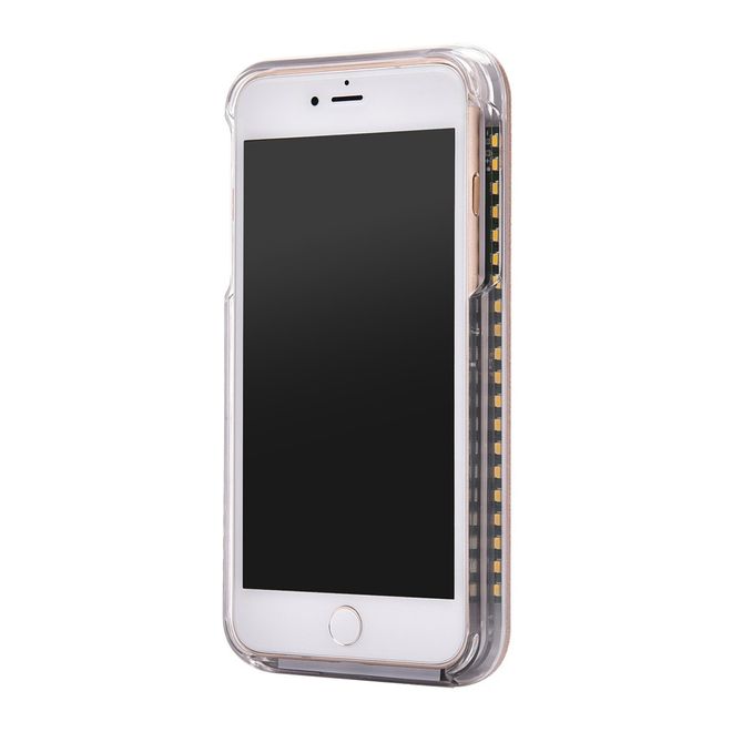 Hülle für iPhone 8 Plus / 7 Plus - Case aus Plastik - mit Selfie LED Licht - rosegold