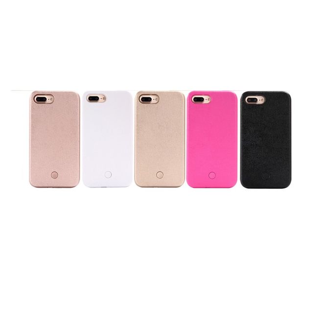 Hülle für iPhone 8 Plus / 7 Plus - Case aus Plastik - mit Selfie LED Licht - rosegold