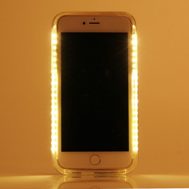Hülle für iPhone 8 Plus / 7 Plus - Case aus Plastik - mit Selfie LED Licht - rosegold