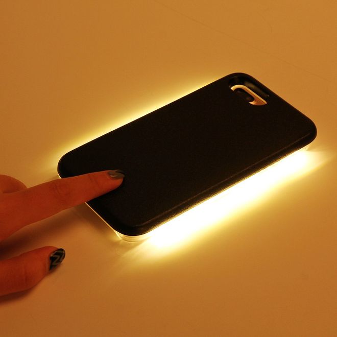 Hülle für iPhone 8 Plus / 7 Plus - Case aus Plastik - mit Selfie LED Licht - rosegold