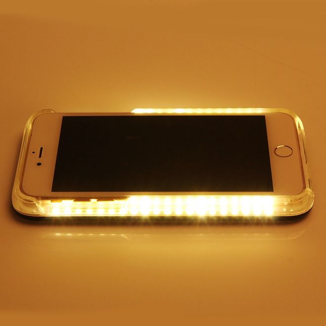 Hülle für iPhone 8 Plus / 7 Plus - Case aus Plastik - mit Selfie LED Licht - rosegold