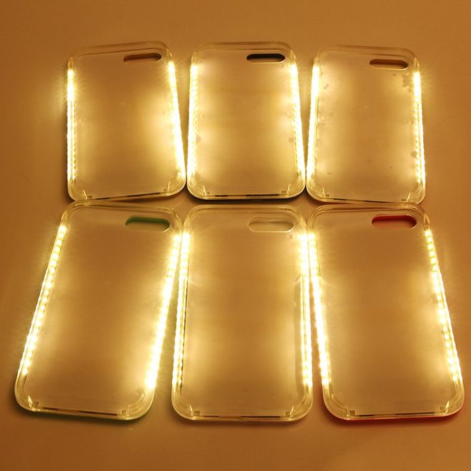 Hülle für iPhone 8 Plus / 7 Plus - Case aus Plastik - mit Selfie LED Licht - rosegold
