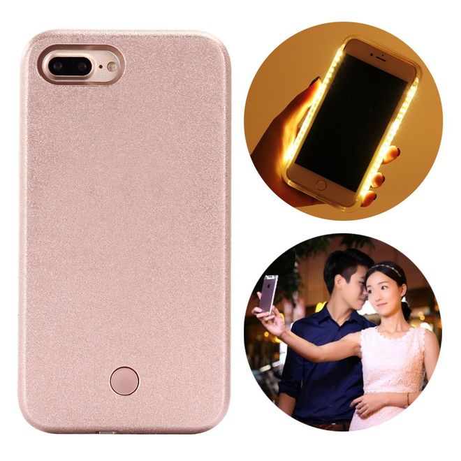 Hülle für iPhone 8 Plus / 7 Plus - Case aus Plastik - mit Selfie LED Licht - rosegold