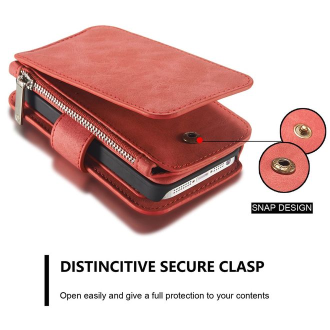 Caseme - Hülle für iPhone 5/5S/SE - Case aus Leder/Plastik - mit abnehmbarem Plastik Cover - rot