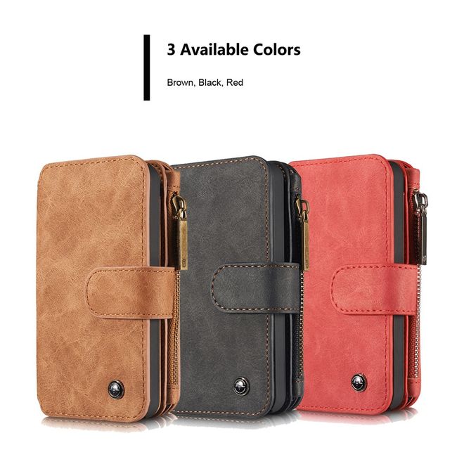 Caseme - Hülle für iPhone 5/5S/SE - Case aus Leder/Plastik - mit abnehmbarem Plastik Cover - rot