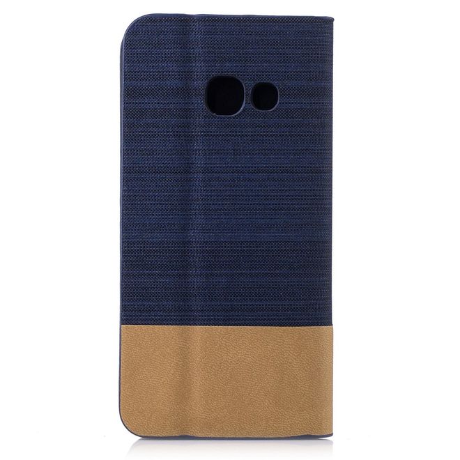 Samsung Galaxy A3 (2017) Handy Hülle - Cover aus Leder/Stoff - zweifarbig - dunkelblau