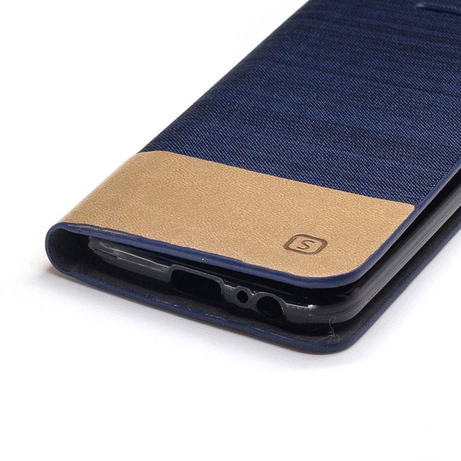 Samsung Galaxy A3 (2017) Handy Hülle - Cover aus Leder/Stoff - zweifarbig - dunkelblau