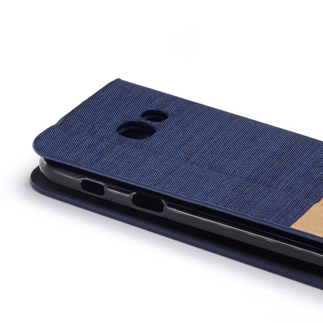 Samsung Galaxy A3 (2017) Handy Hülle - Cover aus Leder/Stoff - zweifarbig - dunkelblau