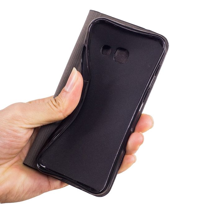 Samsung Galaxy A3 (2017) Handy Hülle - Cover aus Leder/Stoff - zweifarbig - dunkelblau