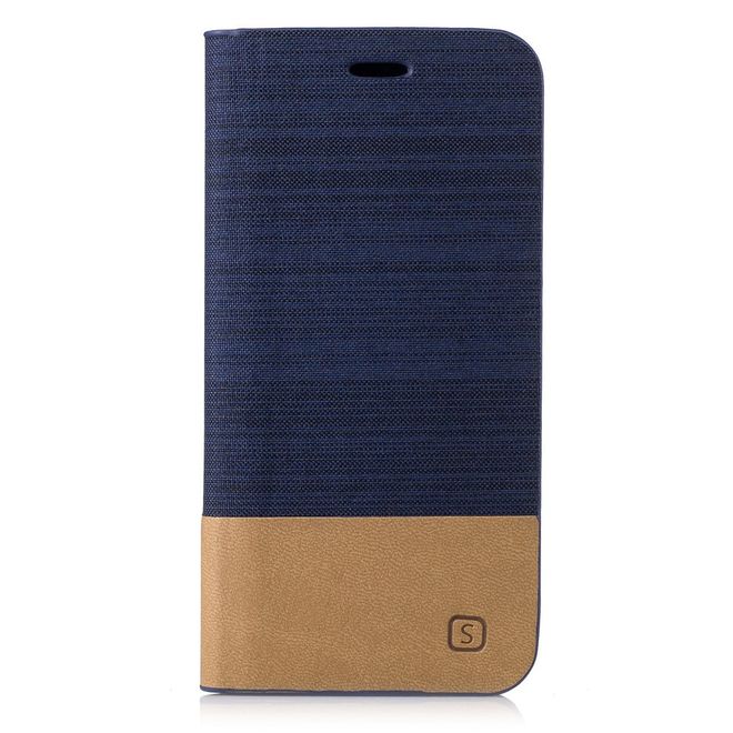 Samsung Galaxy A3 (2017) Handy Hülle - Cover aus Leder/Stoff - zweifarbig - dunkelblau