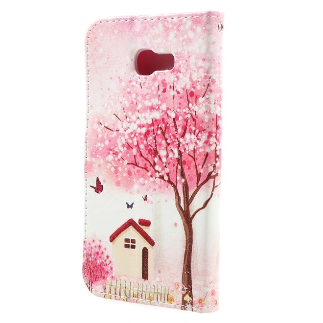 Samsung Galaxy A3 (2017) Handyhülle - Case aus Leder - Haus und farbiger Baum