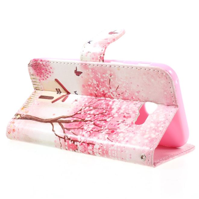 Samsung Galaxy A3 (2017) Handyhülle - Case aus Leder - Haus und farbiger Baum