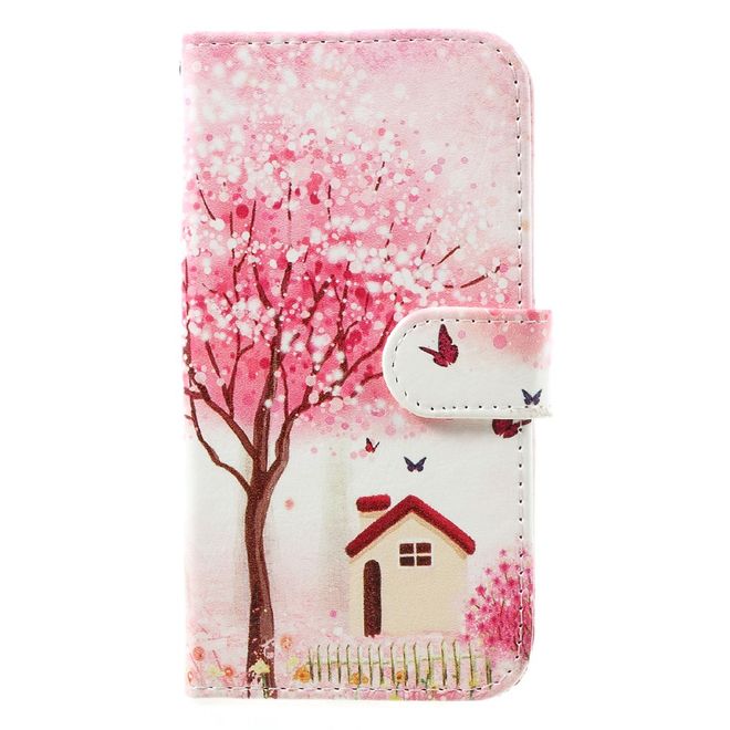 Samsung Galaxy A3 (2017) Handyhülle - Case aus Leder - Haus und farbiger Baum