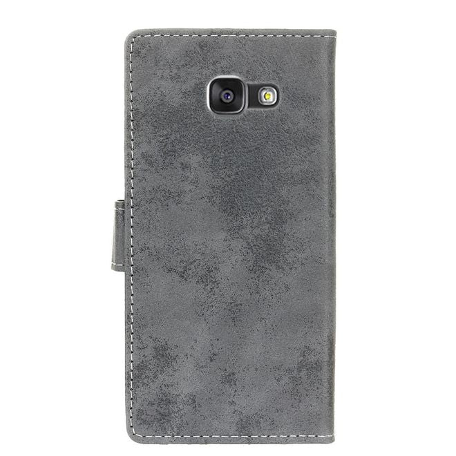 Samsung Galaxy A5 (2017) Case - Hülle aus Leder - Vintage Style - mit Standfunktion - grau
