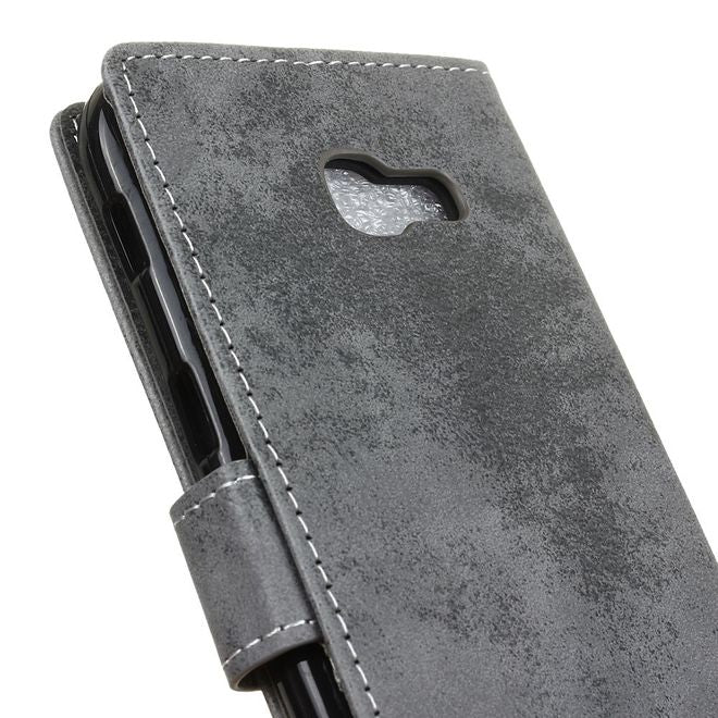 Samsung Galaxy A5 (2017) Case - Hülle aus Leder - Vintage Style - mit Standfunktion - grau