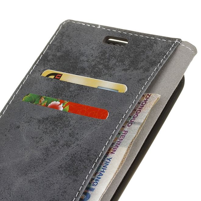 Samsung Galaxy A5 (2017) Case - Hülle aus Leder - Vintage Style - mit Standfunktion - grau