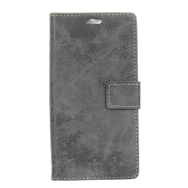 Samsung Galaxy A5 (2017) Case - Hülle aus Leder - Vintage Style - mit Standfunktion - grau