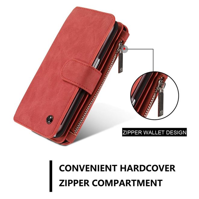 Caseme - Hülle für Galaxy S6 Edge - Case aus Leder/Plastik - multifunktional - rot