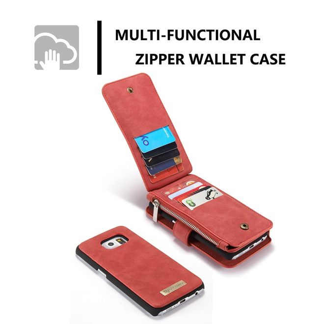 Caseme - Hülle für Galaxy S6 Edge - Case aus Leder/Plastik - multifunktional - rot