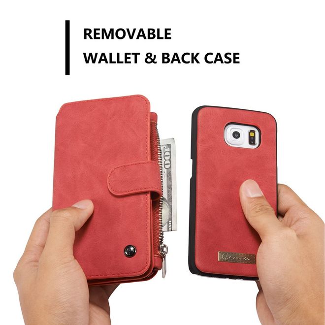 Caseme - Hülle für Galaxy S6 Edge - Case aus Leder/Plastik - multifunktional - rot