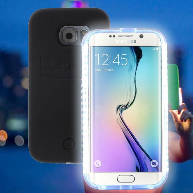 Lumee - Hülle für Galaxy S6 Edge - Case aus Plastik - mit Selfie LED Licht - schwarz