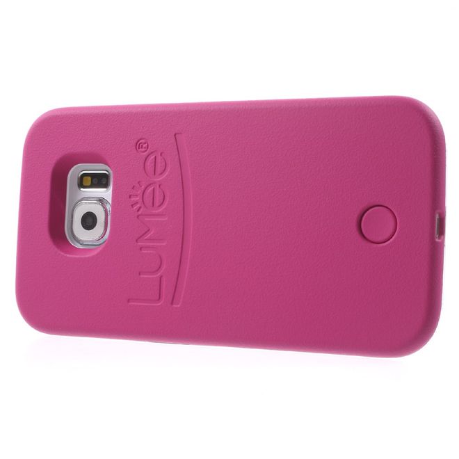 Lumee - Hülle für Galaxy S6 Edge - Case aus Plastik - mit Selfie LED Licht - rosa