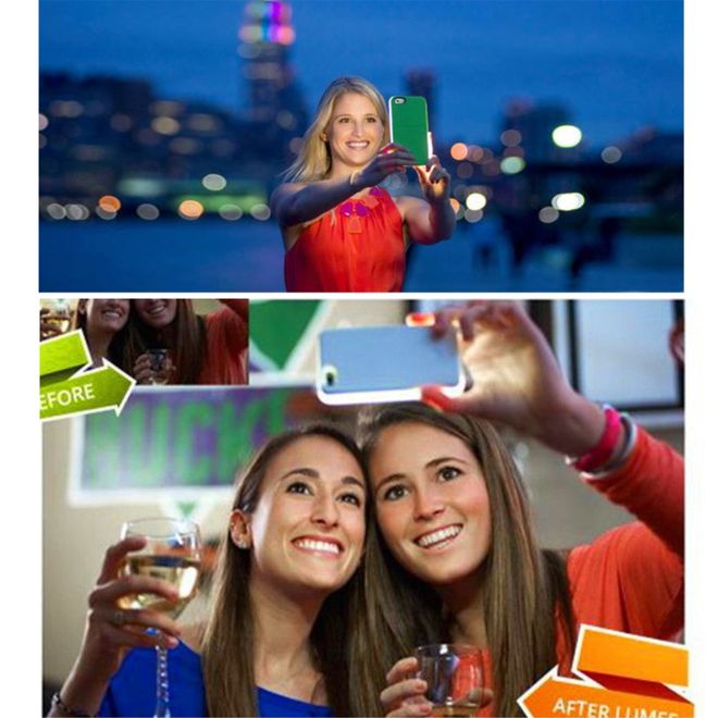 Lumee - Hülle für Galaxy S6 Edge - Case aus Plastik - mit Selfie LED Licht - rosegold