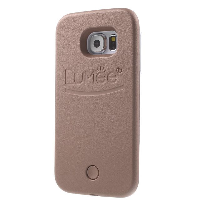 Lumee - Hülle für Galaxy S6 Edge - Case aus Plastik - mit Selfie LED Licht - rosegold