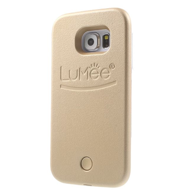 Lumee - Hülle für Galaxy S6 Edge - Case aus Plastik - mit Selfie LED Licht - gold