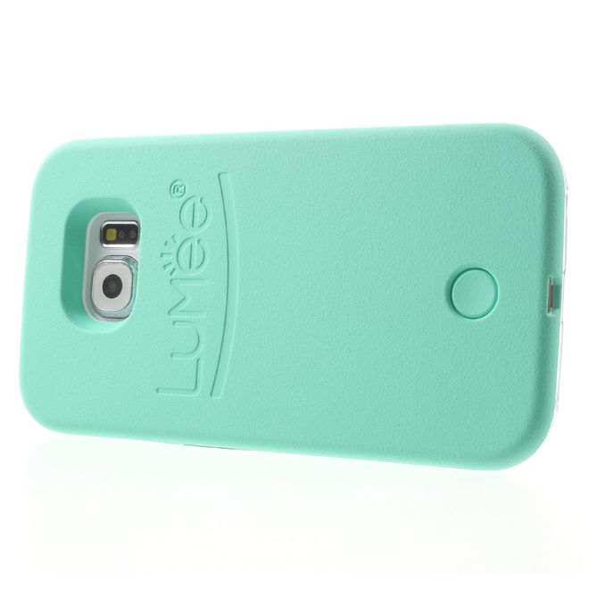 Lumee - Hülle für Galaxy S6 Edge - Case aus Plastik - mit Selfie LED Licht - grün