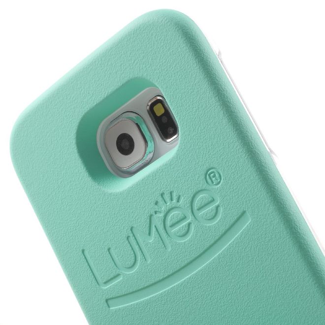 Lumee - Hülle für Galaxy S6 Edge - Case aus Plastik - mit Selfie LED Licht - grün