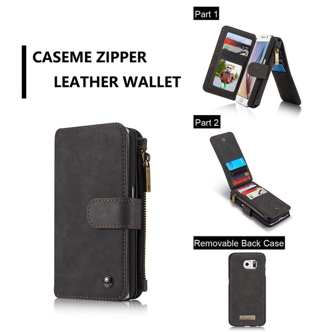 Caseme - Hülle für Samsung Galaxy S6 - Case aus Leder/Plastik - multifunktional - schwarz