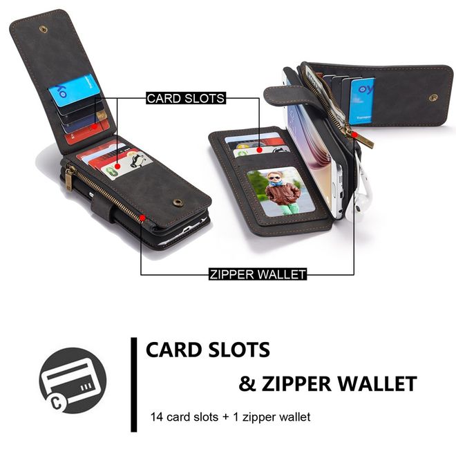 Caseme - Hülle für Samsung Galaxy S6 - Case aus Leder/Plastik - multifunktional - schwarz