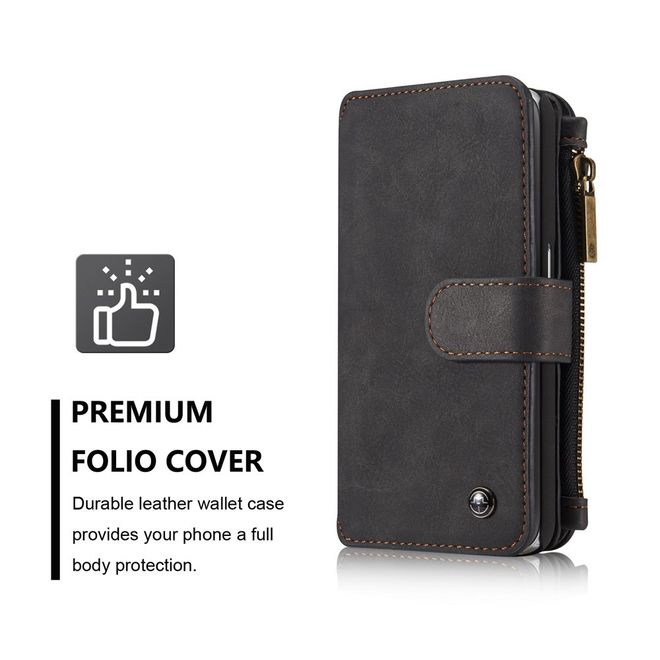 Caseme - Hülle für Samsung Galaxy S6 - Case aus Leder/Plastik - multifunktional - schwarz
