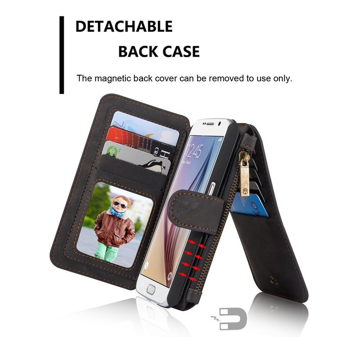 Caseme - Hülle für Samsung Galaxy S6 - Case aus Leder/Plastik - multifunktional - schwarz