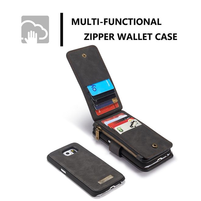 Caseme - Hülle für Samsung Galaxy S6 - Case aus Leder/Plastik - multifunktional - schwarz