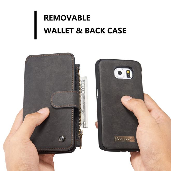 Caseme - Hülle für Samsung Galaxy S6 - Case aus Leder/Plastik - multifunktional - schwarz