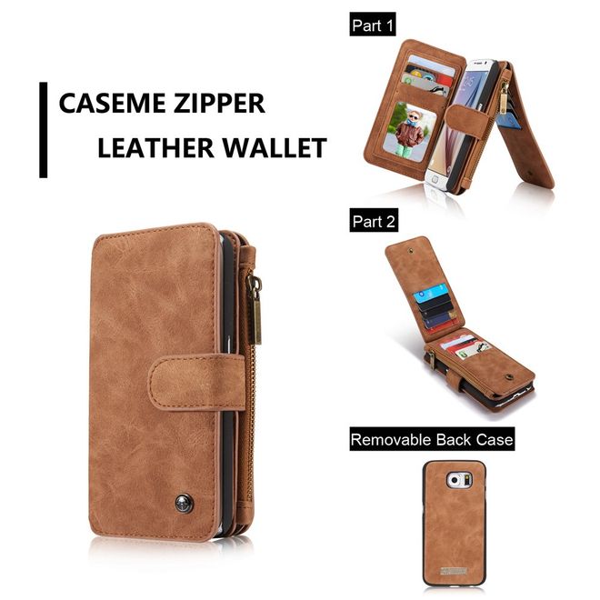 Caseme - Hülle für Samsung Galaxy S6 - Case aus Leder/Plastik - multifunktional - braun