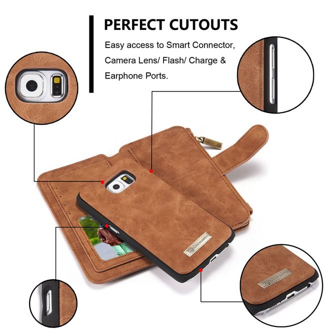 Caseme - Hülle für Samsung Galaxy S6 - Case aus Leder/Plastik - multifunktional - braun