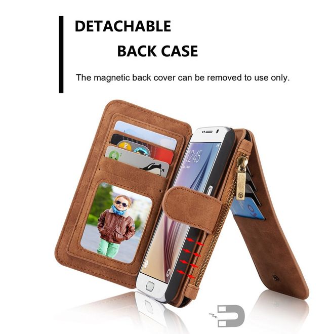 Caseme - Hülle für Samsung Galaxy S6 - Case aus Leder/Plastik - multifunktional - braun