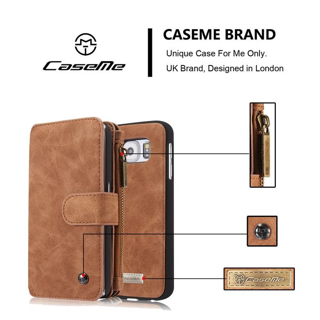 Caseme - Hülle für Samsung Galaxy S6 - Case aus Leder/Plastik - multifunktional - braun