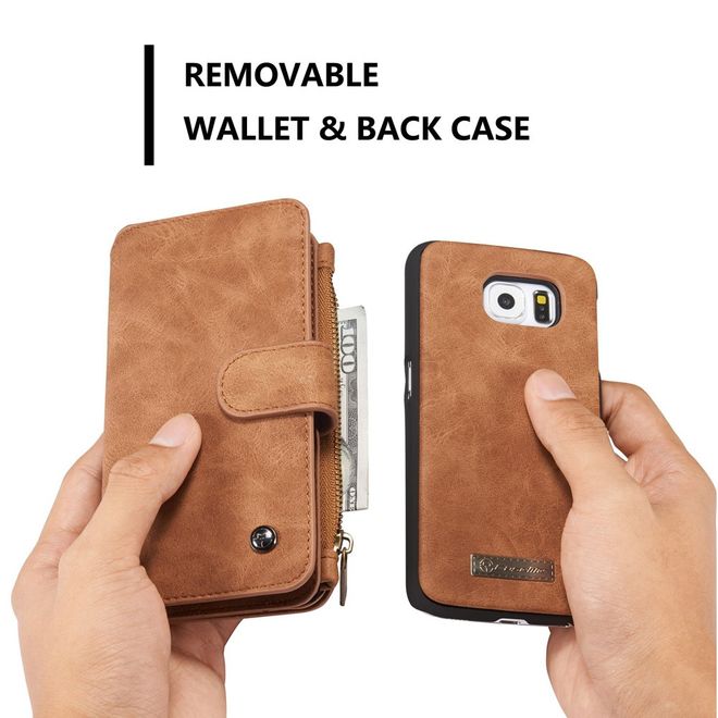 Caseme - Hülle für Samsung Galaxy S6 - Case aus Leder/Plastik - multifunktional - braun