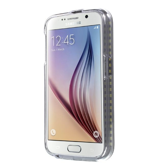 Lumee - Hülle für Samsung Galaxy S6 - Case aus Plastik - mit Selfie LED Licht - schwarz