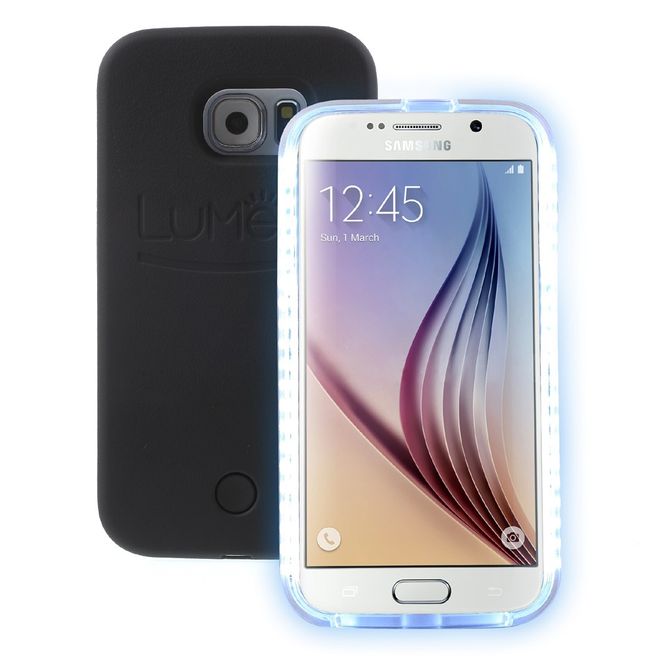 Lumee - Hülle für Samsung Galaxy S6 - Case aus Plastik - mit Selfie LED Licht - schwarz