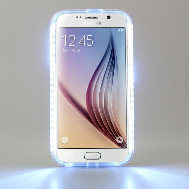 Lumee - Hülle für Samsung Galaxy S6 - Case aus Plastik - mit Selfie LED Licht - schwarz