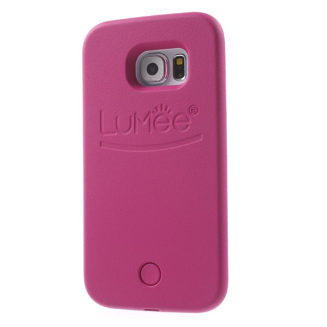 Lumee - Hülle für Samsung Galaxy S6 - Case aus Plastik - mit Selfie LED Licht - rosa