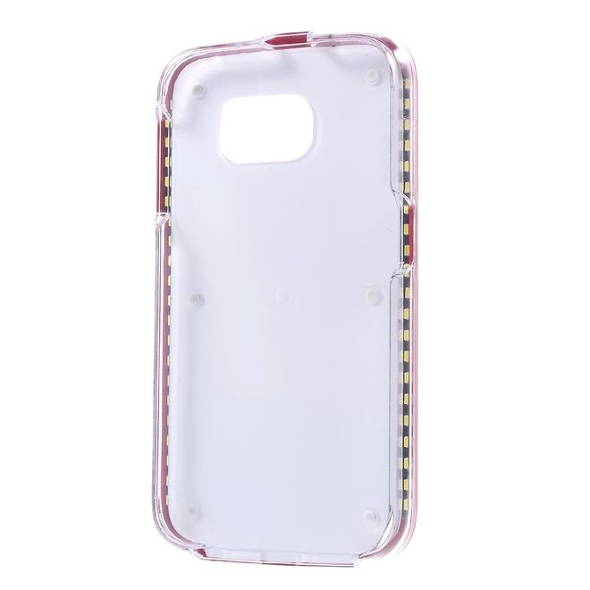 Lumee - Hülle für Samsung Galaxy S6 - Case aus Plastik - mit Selfie LED Licht - rosa