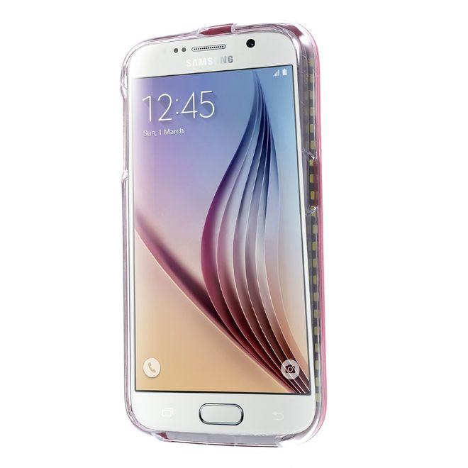 Lumee - Hülle für Samsung Galaxy S6 - Case aus Plastik - mit Selfie LED Licht - rosa